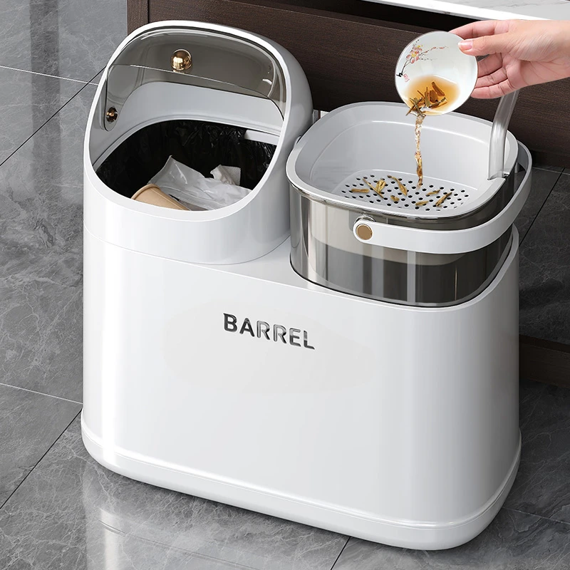 茶水桶废水桶茶桶茶渣桶干湿分离茶叶漏垃圾桶茶具配件茶台收纳