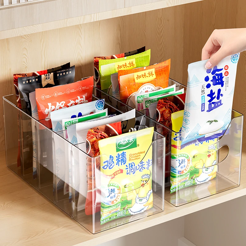 分格调料罐收纳盒台面香料盐味精袋装放调味料隔板置物架家用厨房