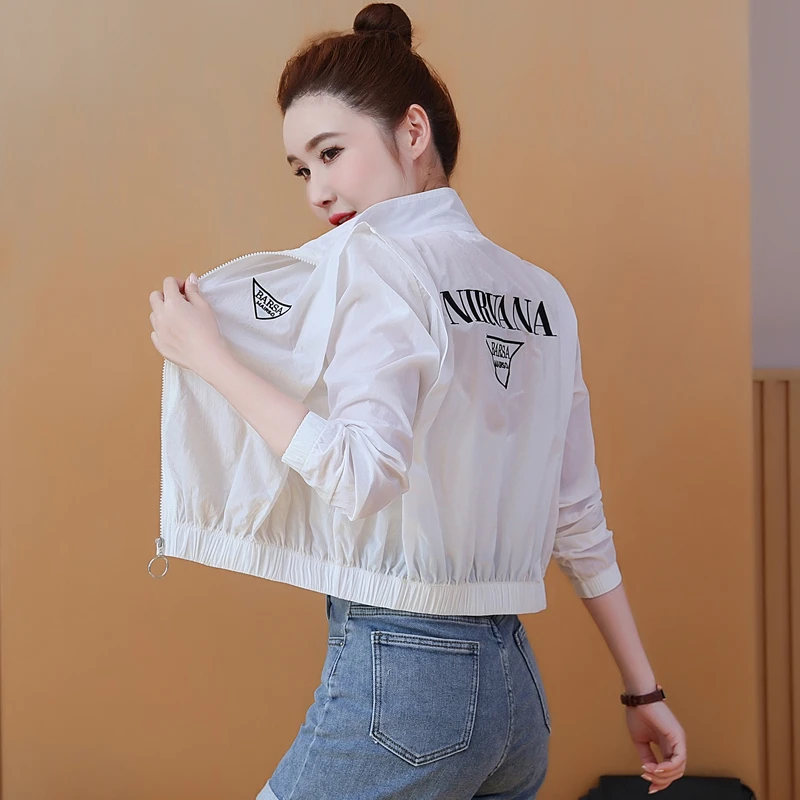 防晒衣2025新款女透氣薄款拼接刺绣夾克小個子韩版百搭短外套上衣