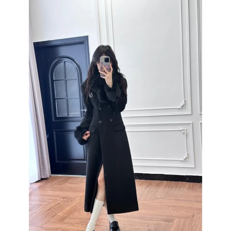 小小仟 留洋大小姐 C位千金穿搭 沙漏收腰呢子加厚长款大衣