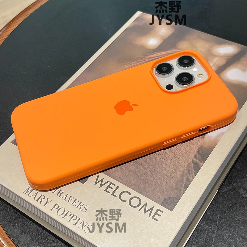 金桔色iPhone15promax苹果液态硅胶手机壳14/13全包12软壳x/xr/xs