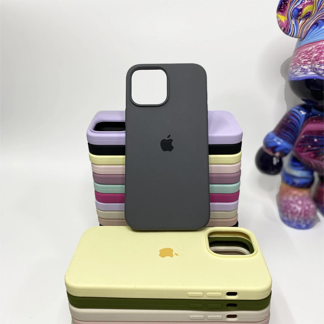 高级感纯色苹果13ProMax液态硅胶iPhone15防摔14手机壳12X碳灰色