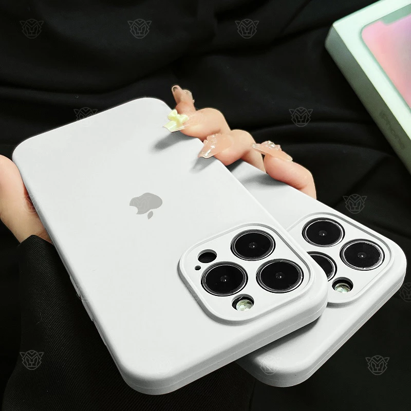 精孔白色iPhone13ProMax液态硅胶苹果15手机壳11/12镜头全包14X