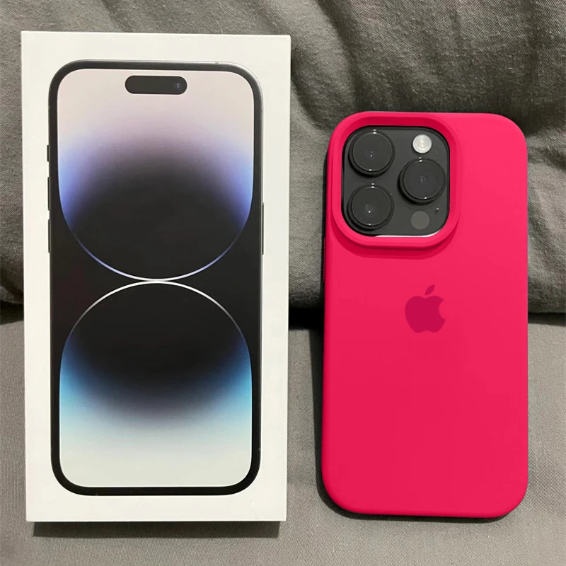 荧光粉大孔苹果14ProMax防摔手机壳液态硅胶iPhone15新款13简约Xr