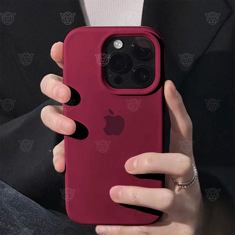 梅子色苹果14手机壳液态硅胶iPhone15ProMax优品13/12/11防摔纯色