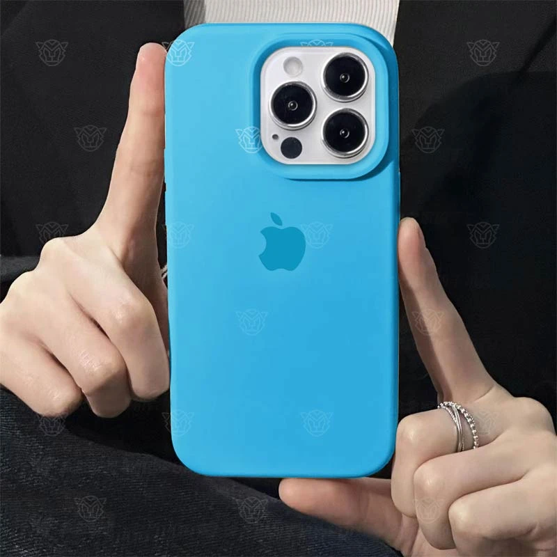 打工人苹果14液态硅胶15ProMax蓝色iPhone13简约12磨砂软11手机壳