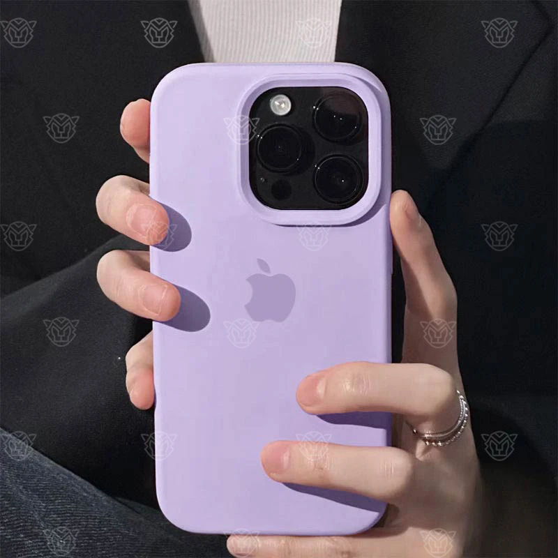 紫丁香苹果14手机壳液态硅胶iPhone15ProMax优品13/12/11防摔纯色
