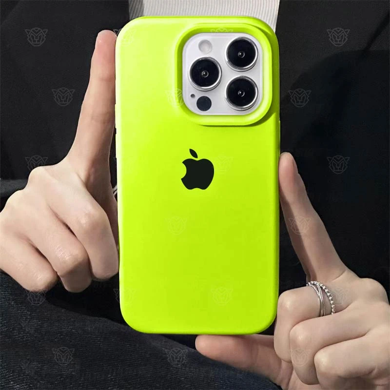 打工人苹果14液态硅胶15ProMax荧光绿iPhone13简约12磨砂11手机壳