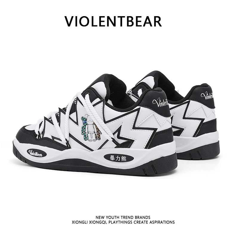 VIOLENTBEAR/暴力熊新款男鞋厚底轻奢女鞋情侣百搭时尚休闲鞋908