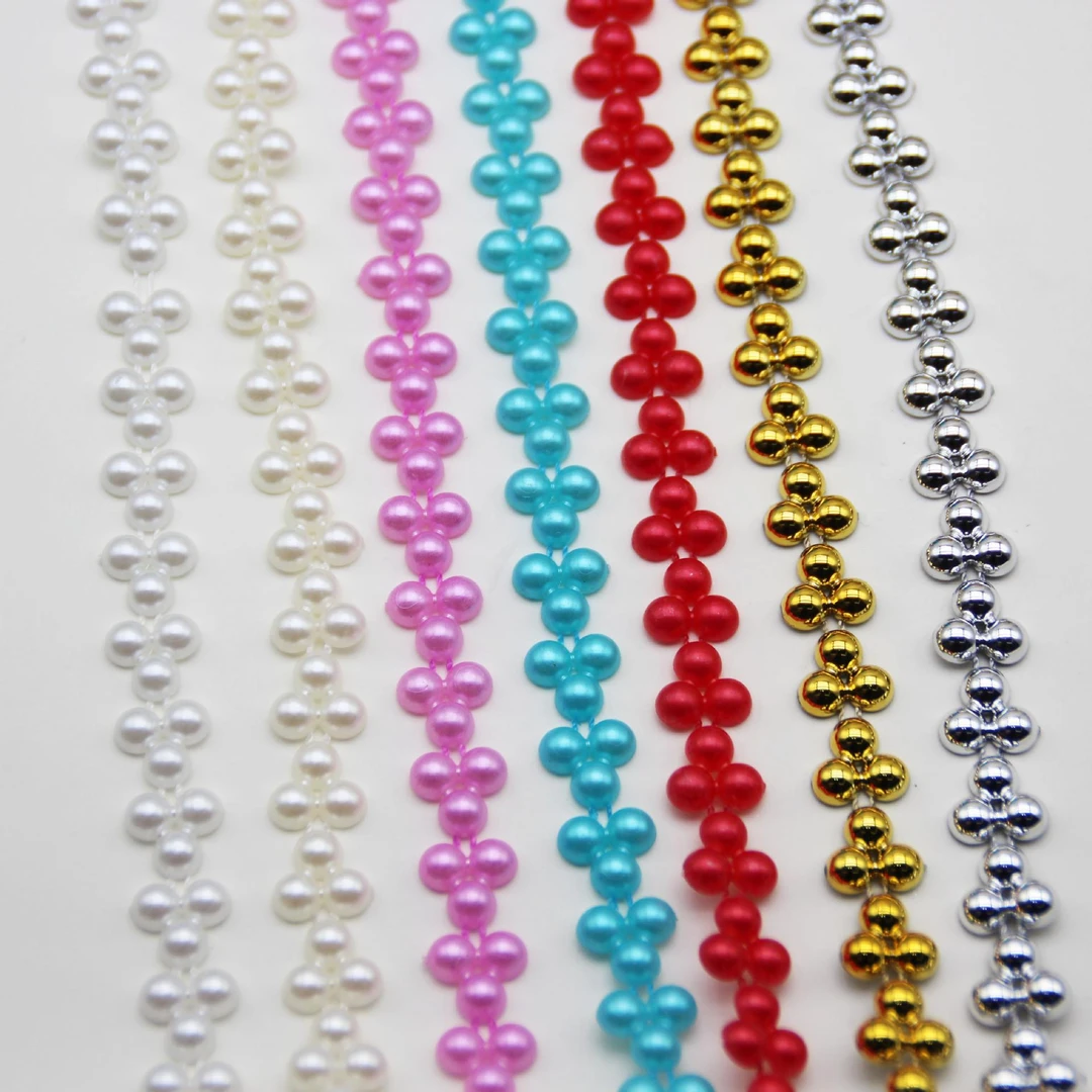 三粒6毫米ABS半面仿珍珠三粒半圆珍珠米色手工DIY连线珠