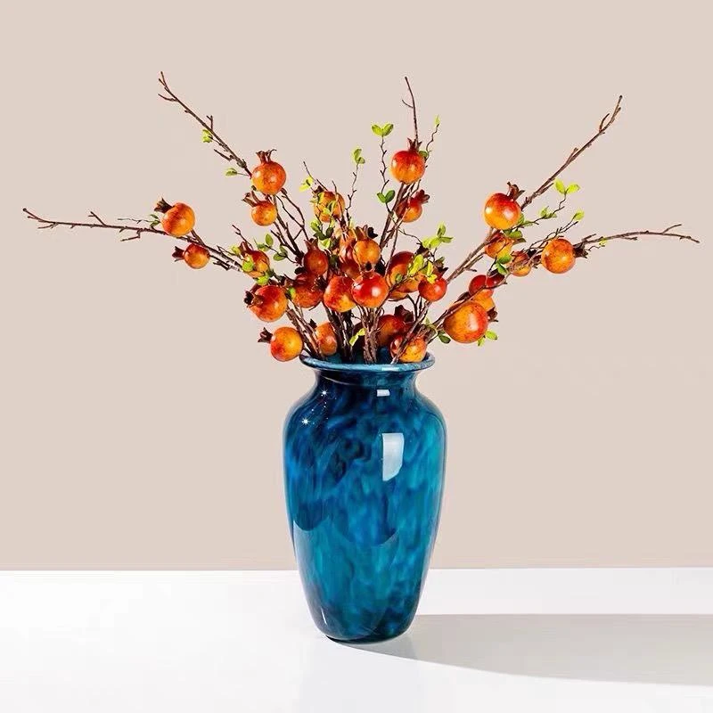 简约创意花器琉璃孔雀蓝花瓶摆件客厅插花轻奢高档高级落地玄关