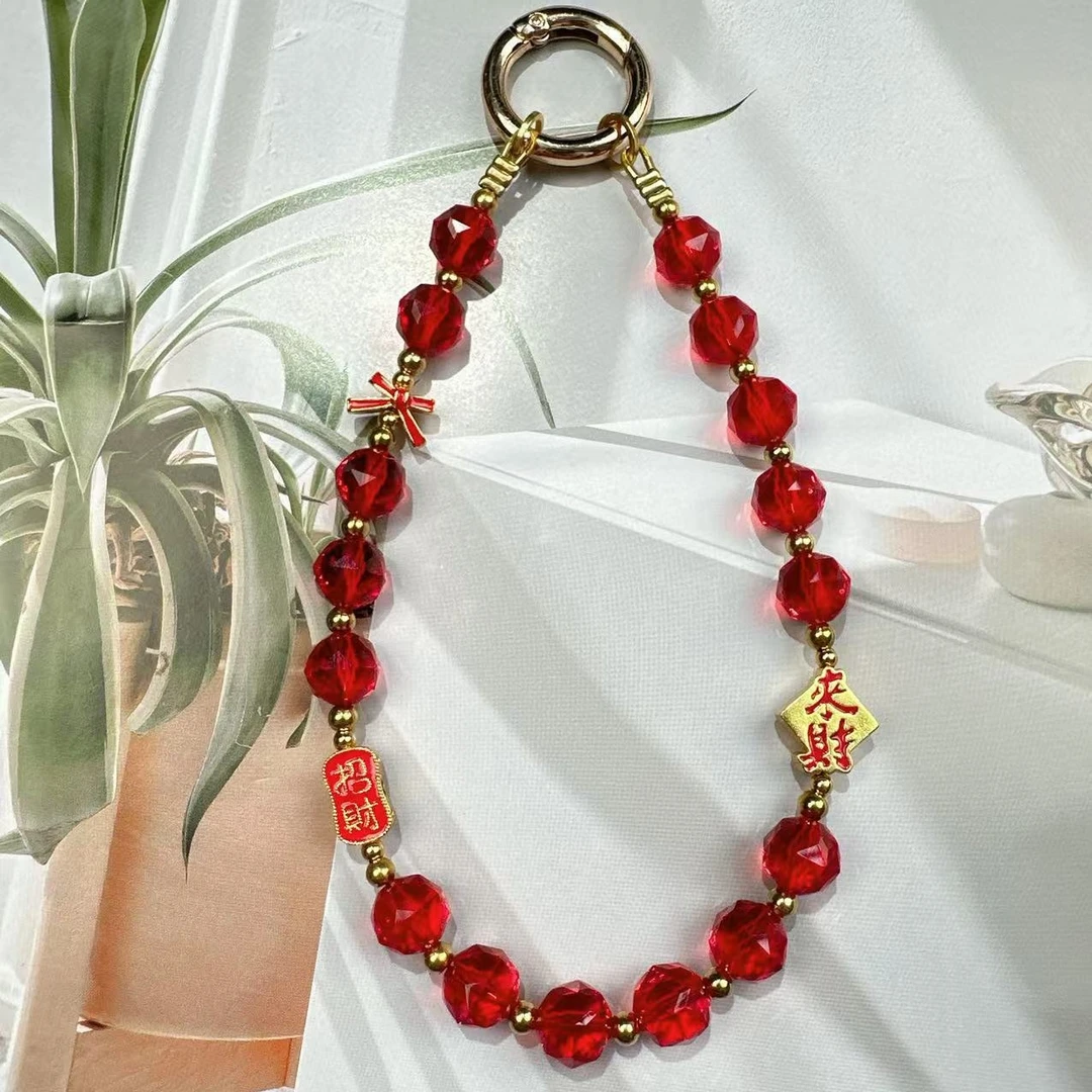 2493【正红招cai】手工女挂饰通用防丢手提防摔手机链钥匙扣挂件