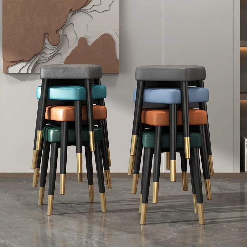 家用轻奢凳子可叠放方凳餐桌客厅凳麻将椅子学生宿舍凳卧室梳妆凳