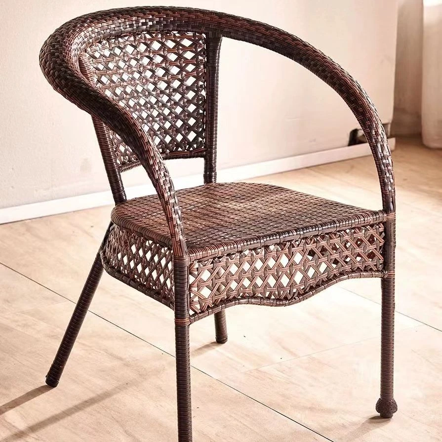 藤椅单人休闲阳台桌椅子靠背椅户外桌椅编织仿藤老人椅腾椅组合