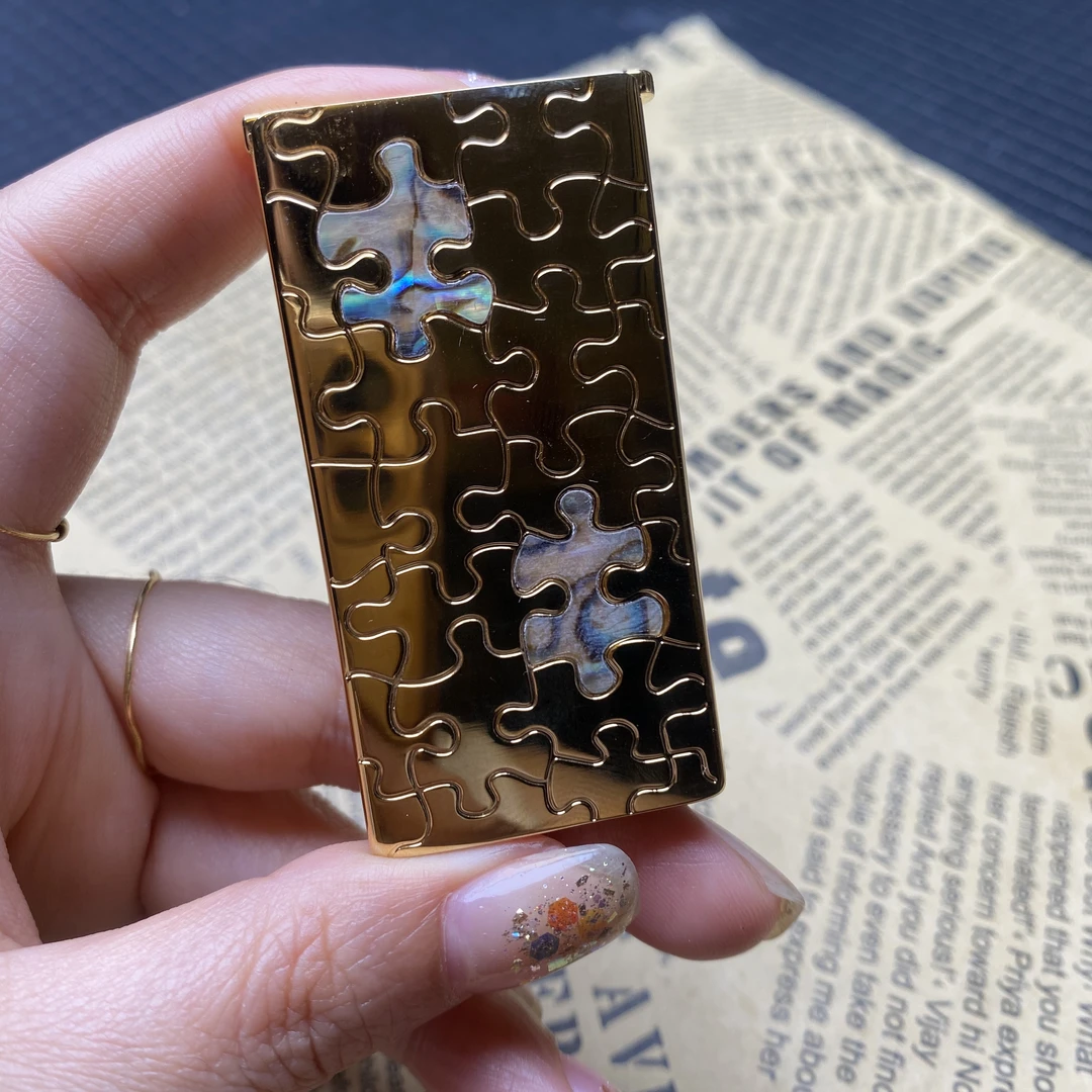 双色升降手工金色平头打火机设计漂亮独特时尚红色创意窄机高档