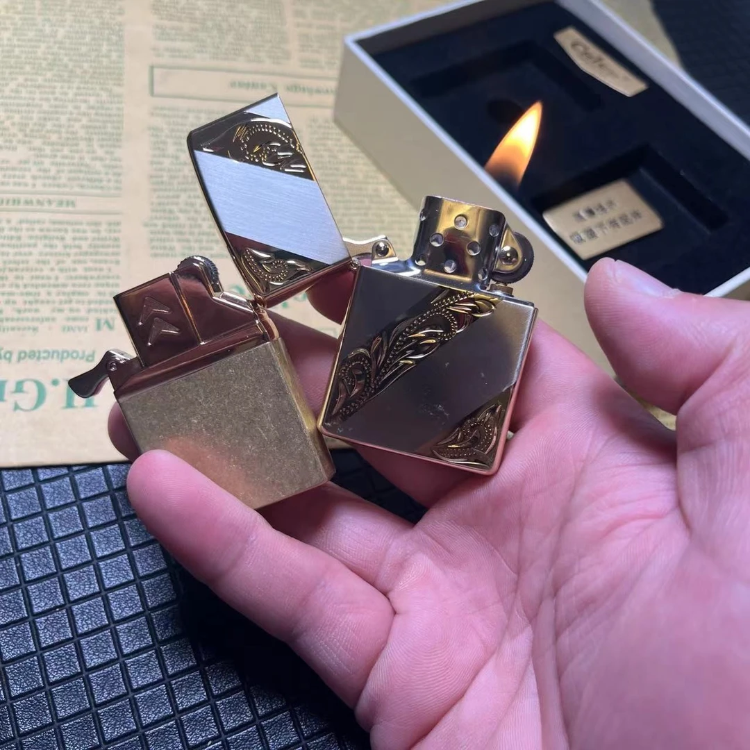 纯铜打火机两用一机两用-双色创意原装经典金色花纹