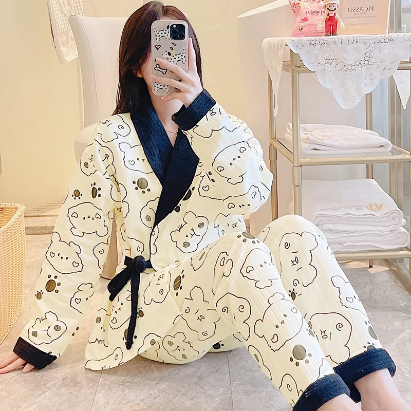 空气棉月子服秋冬款10月份厚款孕妇哺乳睡衣春秋季产后喂奶套装