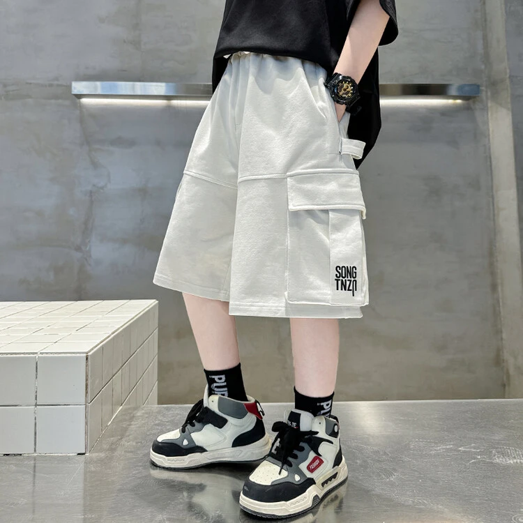 儿童装夏季工装薄款2024新款男童夏装针织裤中大童夏款5分裤68005