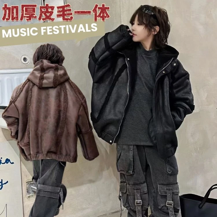 中大童冬季加厚皮衣外套男童冬款外套一件过冬儿童冬装洋气24263