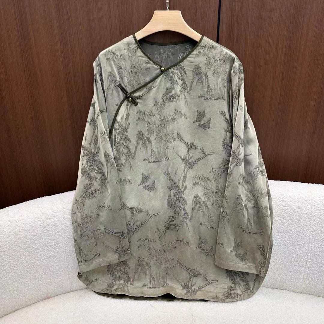 【皓轩】新中式竹林提花国风上衣