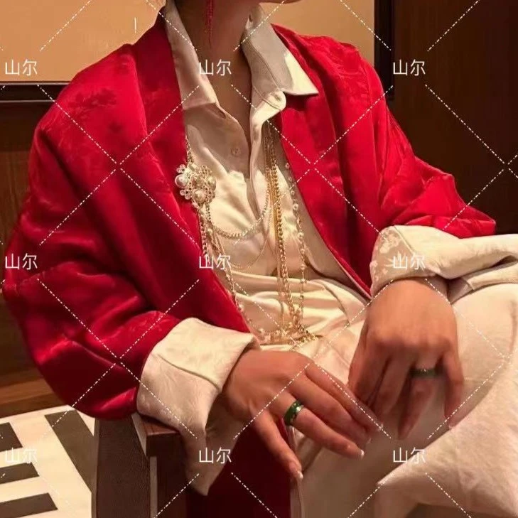 【红艳】新中式时尚红色棉服#0177