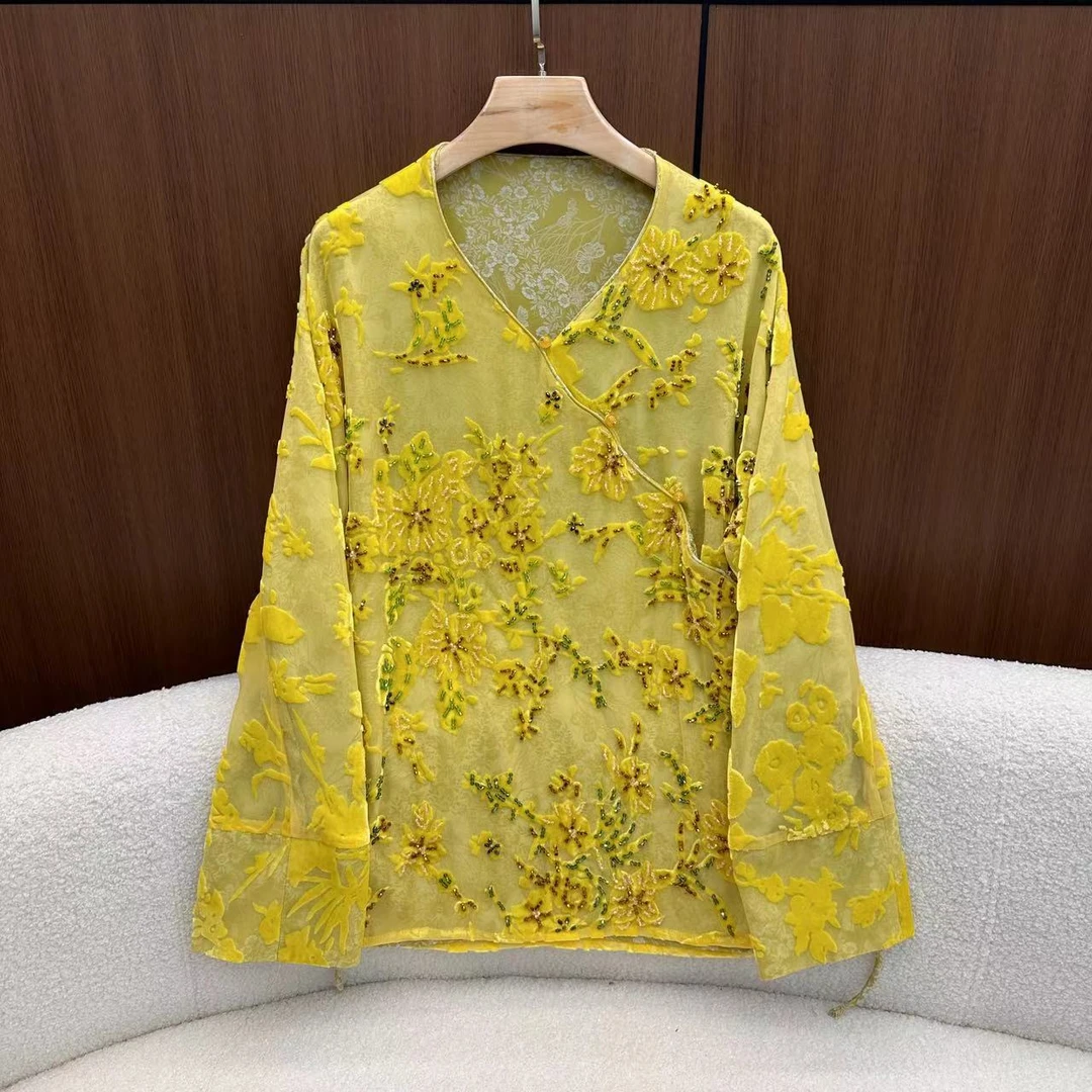 【景林】新中式织金钉珠提花上衣