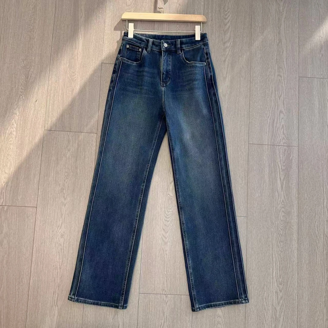 【唯伊】加绒一体绒复古百搭休闲牛仔裤