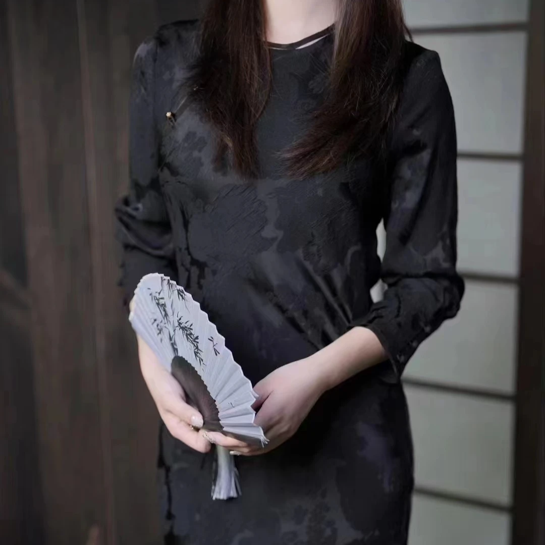 新中式国风提花连衣裙可打底