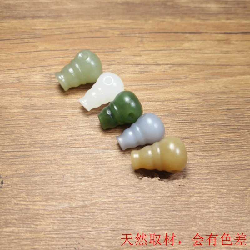 DIY散珠配饰和田料青白玉糖玉烟紫青一体三通佛头项链文玩配饰珠