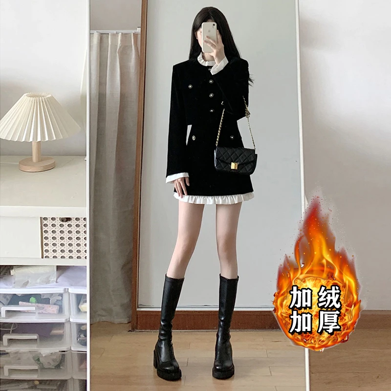 【密】【加绒加厚】【两件套】两件套装裙子女装搭配一整套时尚6389
