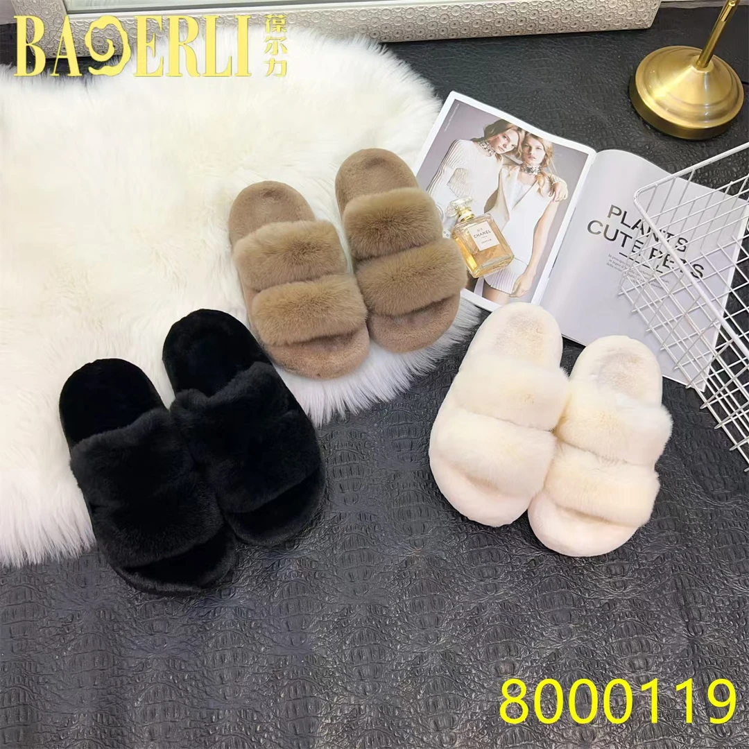 专柜正品葆尔力2024秋季毛毛拖鞋潮流8000119