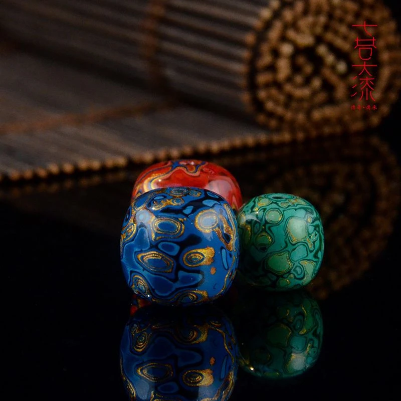 大漆单珠老型珠1.3新中式散珠礼品漆器中国风手工艺传统手串非遗