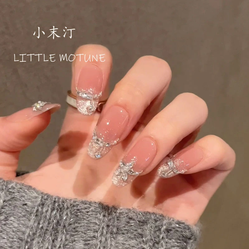 【碎钻繁花】小末汀显白裸色美甲气质简约细闪猫眼带钻温柔穿戴甲