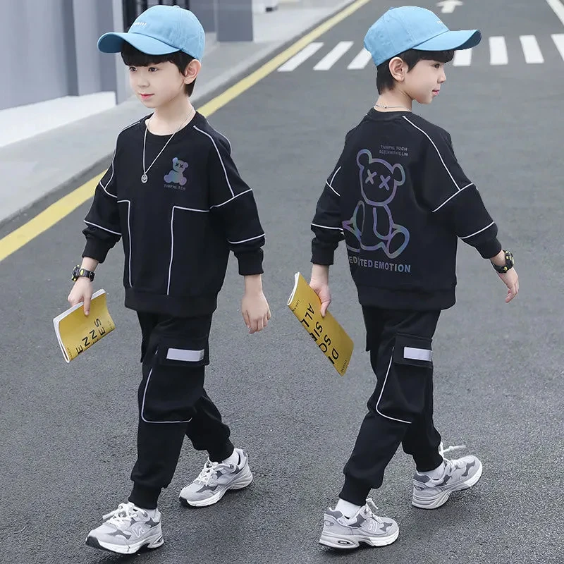 童装男童套装秋冬装2023新款儿童运动帅气中大童男孩休闲两件套潮