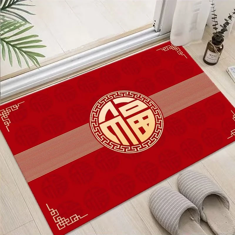 大门口地垫喜庆红色新年地垫家用入户门垫进门垫浴室门口防滑地垫