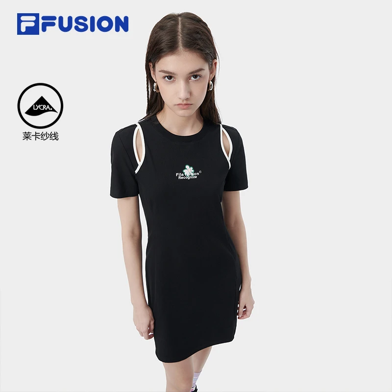 Fila/斐乐夏季新款裙子女士高级感显瘦时尚修身连衣裙T11W422307F