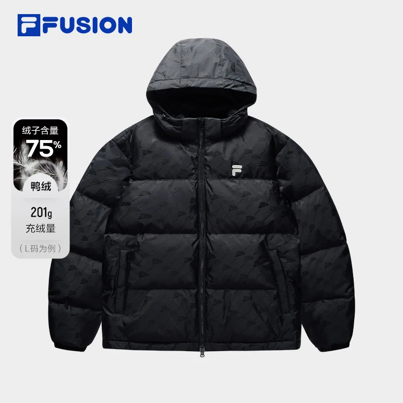 FILA FUSION斐乐潮牌羽绒服男24冬新宽松连帽保暖外套T11M447903F