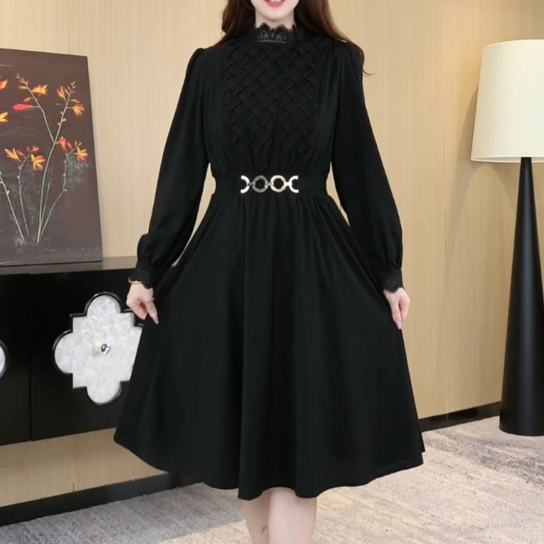 胖大今定制赫本风大码女装气质遮肉显瘦大码收腰连衣裙女ZB5025