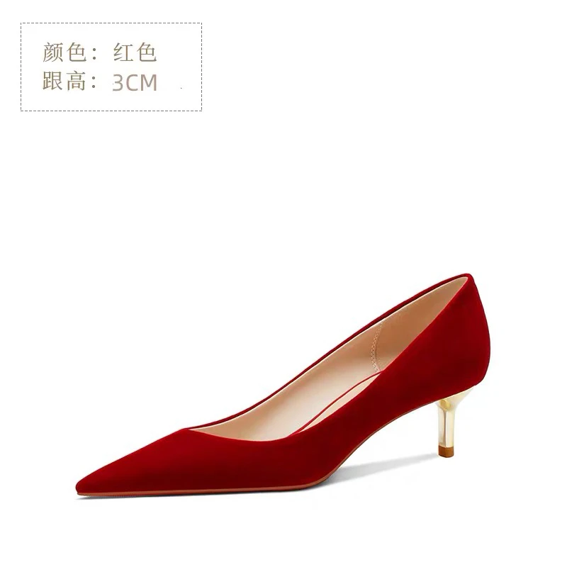 2230-3 时尚浅口高跟鞋细跟尖头女鞋