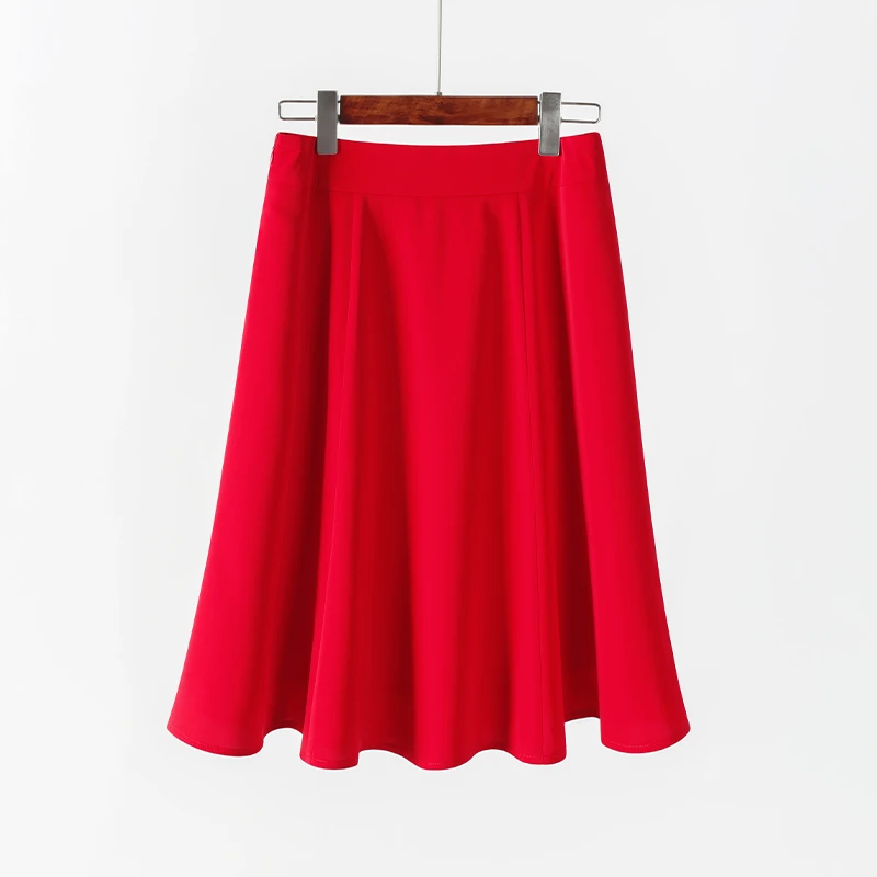 红色裙子大摆裙今年流行梨形身材高腰显瘦小个子半身裙垂坠感伞裙