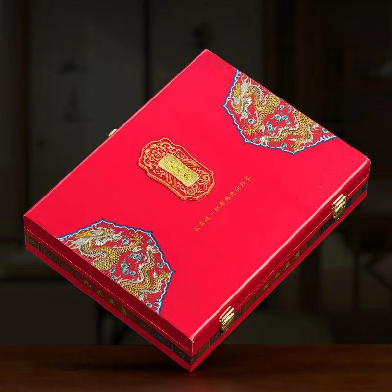 皇敬过节送礼普洱茶熟茶云南陈年老茶饼茶叶木质高档礼盒装