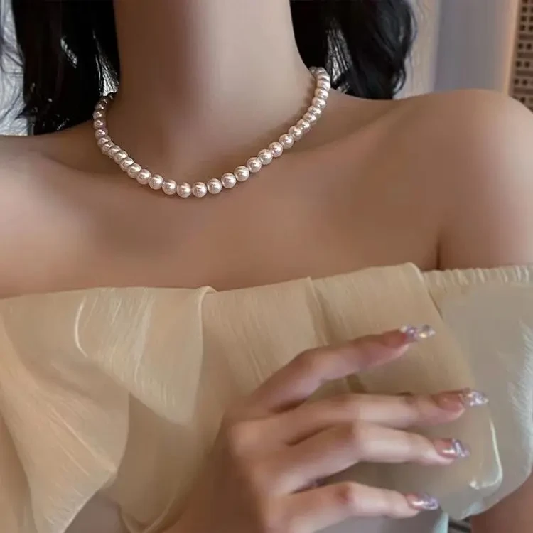 合金项链 【洗澡不掉色】暖色高亮项链秋冬妈妈锁骨链颈链久戴施家