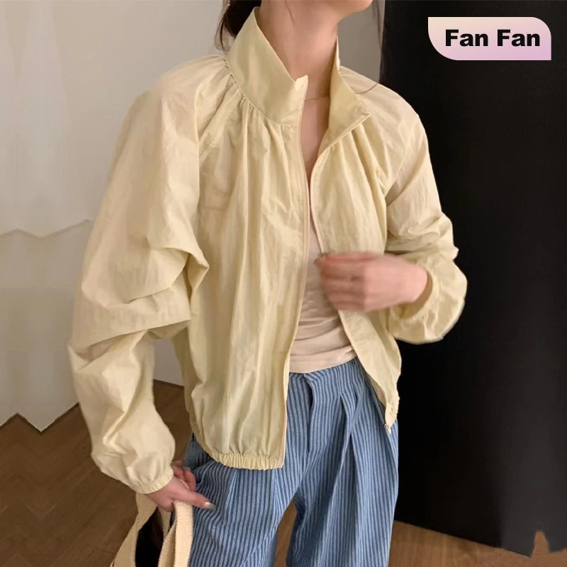 高级小众半高领简约防晒冲锋衣女休闲收腰设计感薄款外套上衣