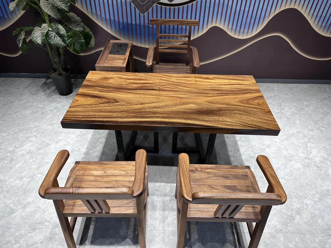 167-82.5-6.5胡桃木实木大板 茶桌餐桌现代简约