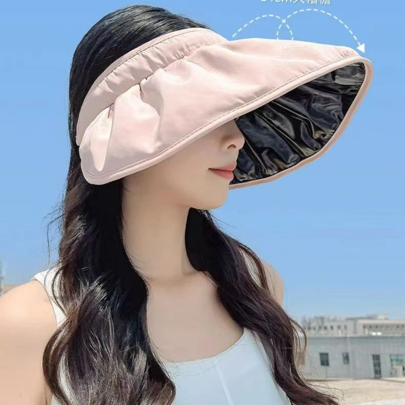 防风防晒帽女夏季防紫外线空顶遮阳帽百搭遮脸发箍太阳帽子贝壳帽