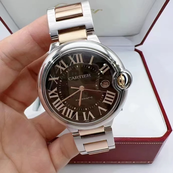 95新 Cartier/卡地亚 蓝气球42mm/咖盘间金/自动机械/男表