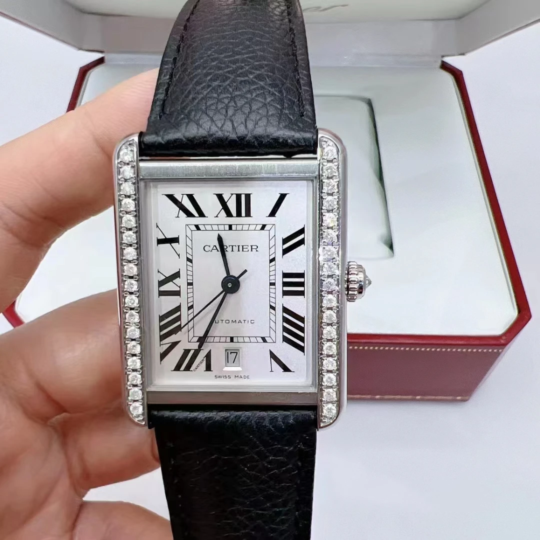 95新 Cartier/卡地亚 坦克系列大号 31*41mm自动机械手表后镶钻