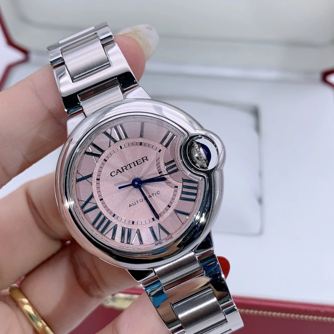 95新 Cartier/卡地亚 蓝气球粉盘33mm自动机械手表
