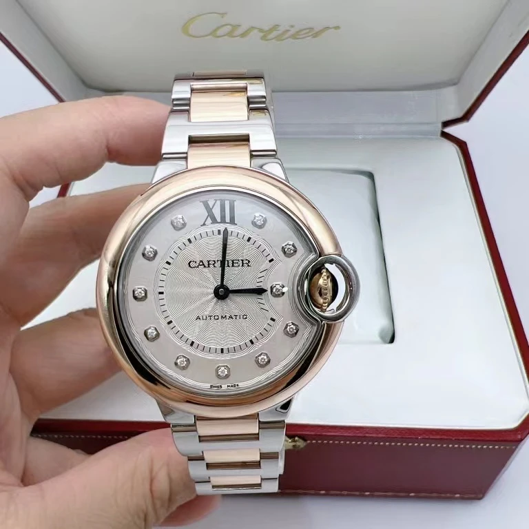 95新 Cartier/卡地亚 蓝气球18k间金33mm内钻自动机械女手表