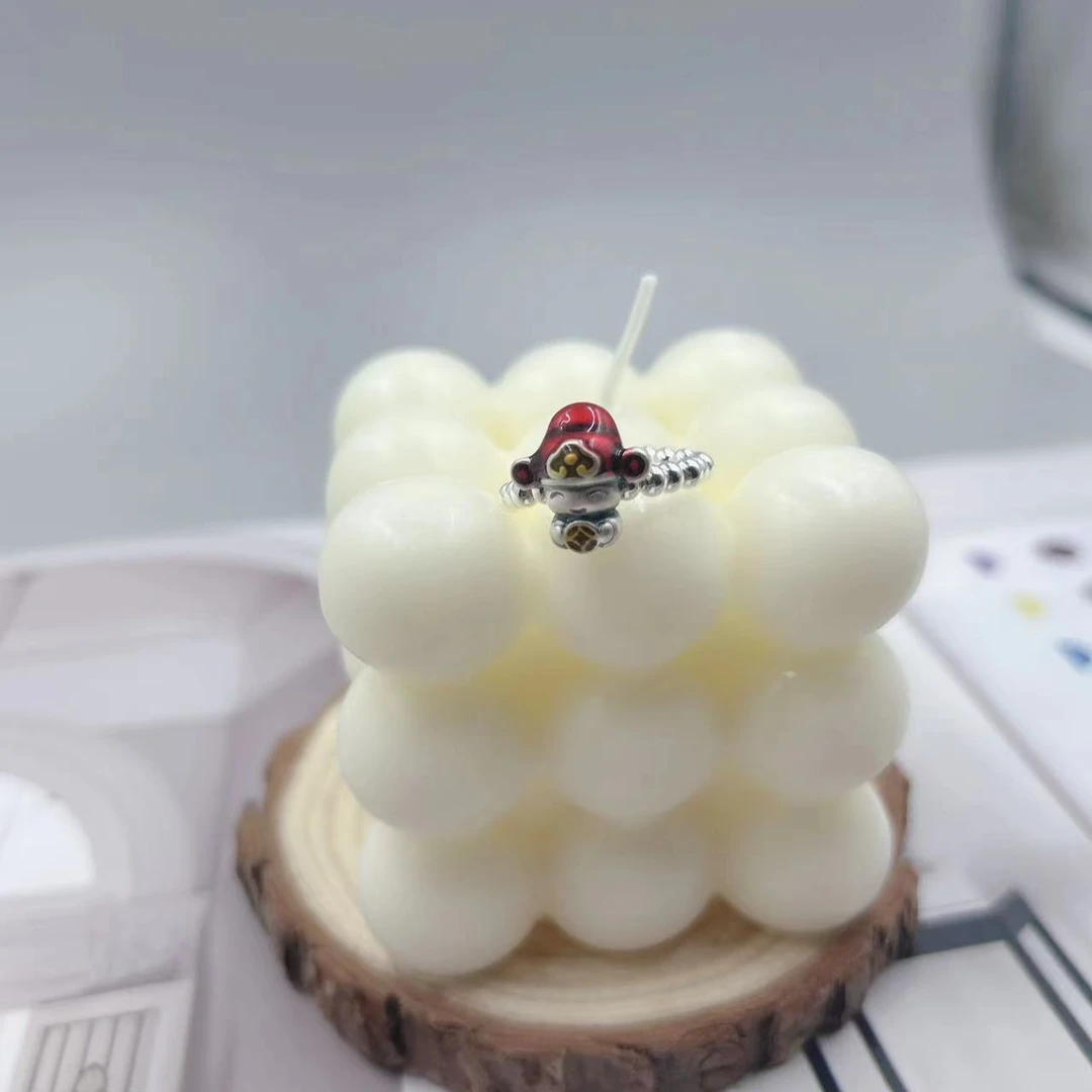 非金属珐琅戒指 925银珐琅小财神戒指